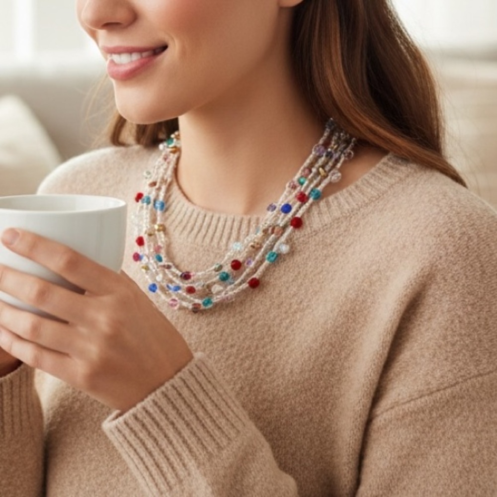 Colorful Beaded crochet Necklace